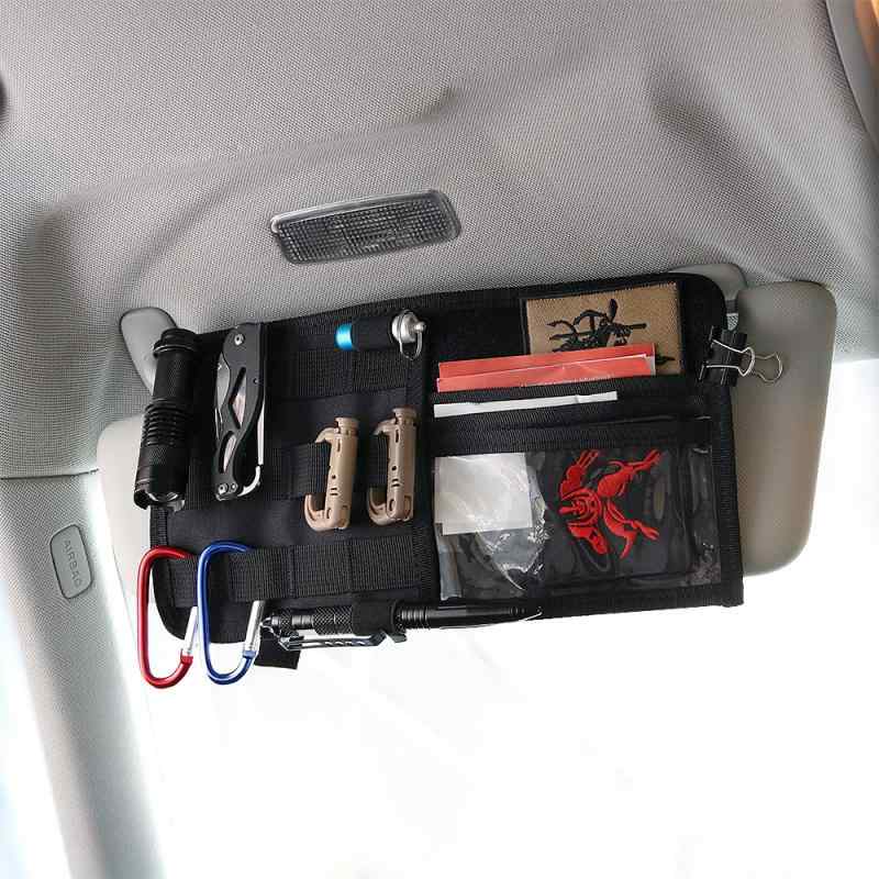 ポーチ 車用 サンバイザー MOLLEシステム タクティカル アウトドア 運転免許証 小銭 チケット 証明書 ..
