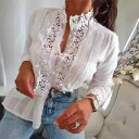 Tシャツ レディース トップス レース 花柄 シャツ ブラウス 長袖 ポリエステル 9分袖 ゆったり 通勤 オフィス カジュアル かわいい 白 ホワイト ピンク 黄色 イエロー 水色 ブルー S M L XL XXL