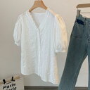 シャツ レディース Vネック 刺繍 レース 花柄 コットン ブラウス トップス 五分袖 白 ホワイト きれいめ おしゃれ かわいい ガーリー フェミニン 通勤 オフィス