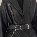 ファッション小物 パンク ロック フェイクレザー PUレザー ベルト ストラップ ハーネス 着脱可能 斜め掛け 個性的 シンプル 通勤 オフィス デイリー 普段使い 多用途 ピンバックル 四角形 スクエア ブラックシルバー ブラックゴールド