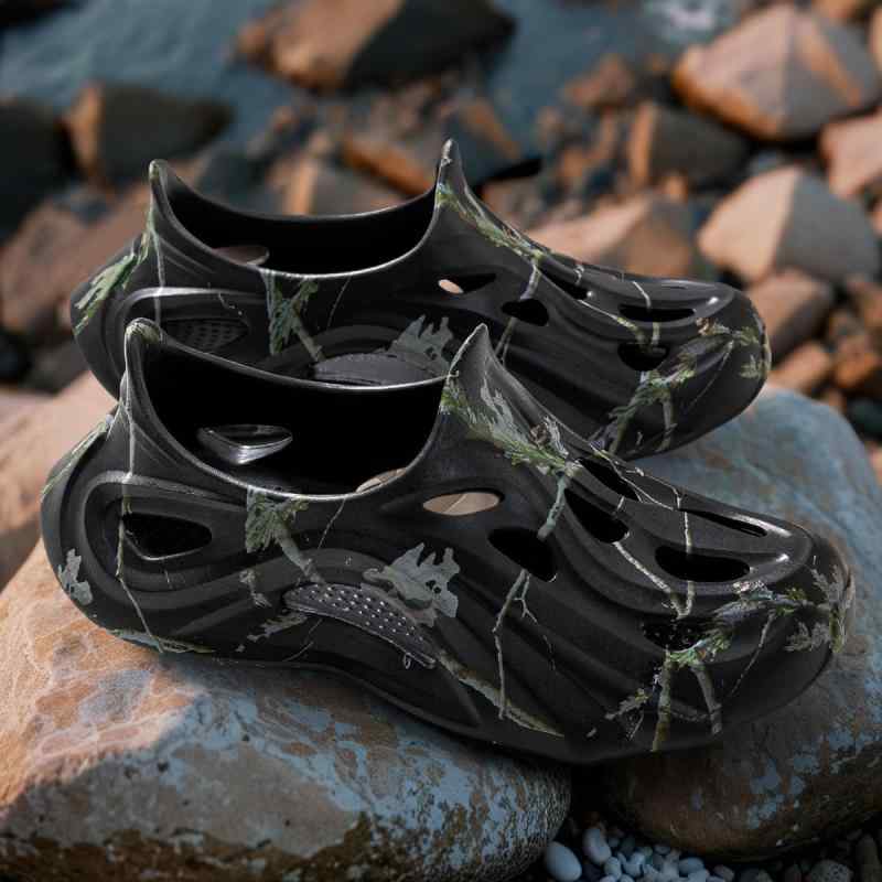 クロッグサンダル メンズ 夏用 ウォーターシューズ アウトドア スポーツ ビーチ 渓流 釣り EVA 軽量 速乾 滑り止め 高反発 クッション 厚底 外履き つま先保護 ブラック グリーン