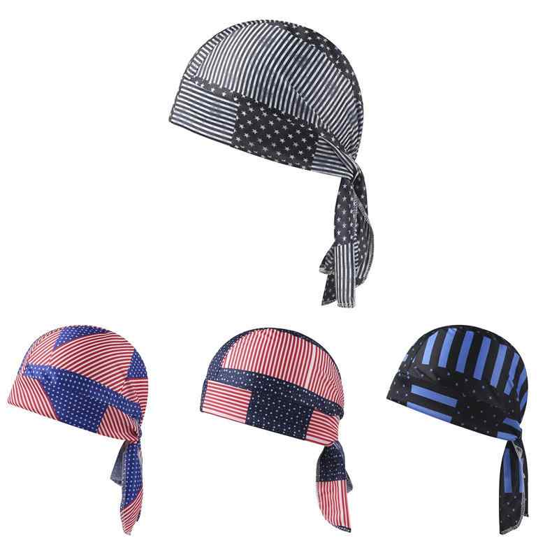ドゥーラグ バンダナキャップ 大人用 夏用 アメリカ国旗柄 ポリエステル 吸汗速乾 UVカット 日よけ ア..