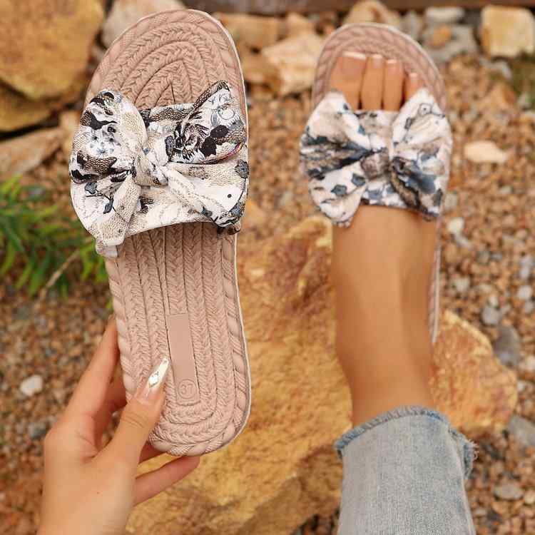 サンダル レディース リボン飾り エスパドリーユ ミュール ビーチサンダル リゾート カジュアル デイリ..