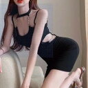 ワンピース レディース ホルターネック ボディコン シアー チェーン セクシー ナイトドレス パーティードレス 甘めセクシー ポリエステル 無地 ミディ丈 ブラック