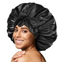 ナイトキャップ レディース サテン風 シルク調 ポリエステル 美髪ケア ヘアキャップ 就寝用 寝癖防止 枝毛防止 髪保護 ゆったり ドーム型 ワイドバンド 無地 リボン 蝶結び 高級感