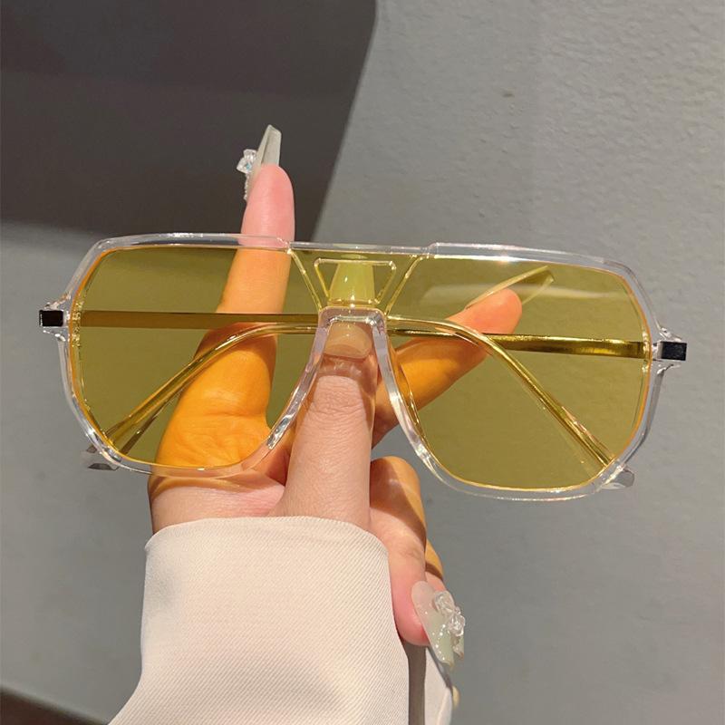 サングラス パイロット ダブルブリッジ 一体型 PCレンズ メタルフレーム 高級感 ビッグフレーム スクエア 小顔効果 UV400 ドライブ レジャー アウトドア ファッション おしゃれ デイリーユース スタイリッシュ 欧米風