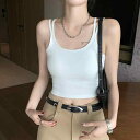 キャミソール レディース カップ付き ブラトップ 白 美背インナー トップス スリムフィット ショート丈 無地 ナイロン ポリエステル Yバックストラップ 伸縮性 韓国風 カジュアル ルームウェア 普段使い