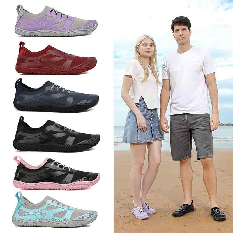 ウォーターシューズ ユニセックス 水陸両用 通気性 軽量 滑り止め 衝撃吸収 耐摩耗性 メッシュアッパー ローカット トレッキング ランニング アウトドア レジ...