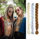 つけ毛 ヘアエクステ レディース ドレッドヘア ブレイズ ツートンカラー グラデーション 太め ロング 合成繊維 耐熱ファイバー レゲエ ヒップホップ ダンス イベント コスプレ