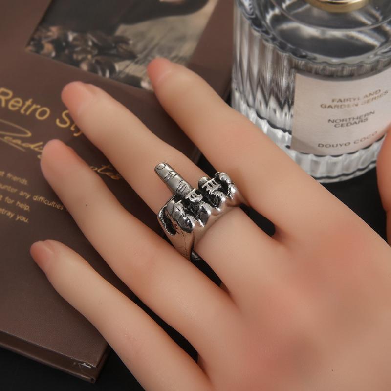 指輪 メンズ レトロ ヒップホップ 拳モチーフ 不規則 ボーン 幾何学デザイン フリーサイズ サイズ調整可能 亜鉛合金製 電気メッキ加工 春夏 カジュアル ユニセックス