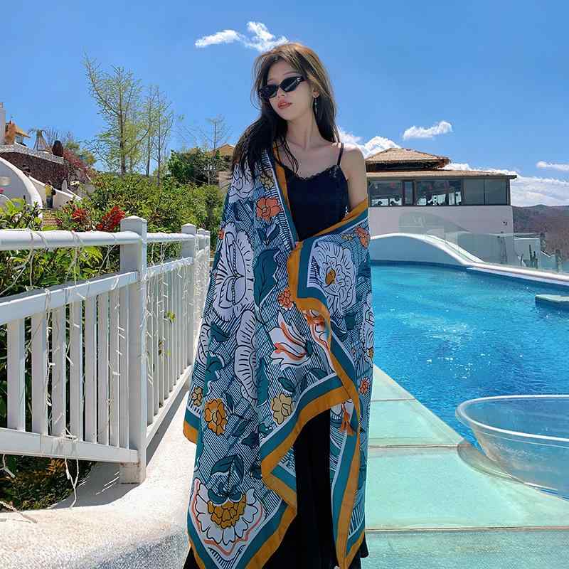 ショール スカーフ ストール 綿麻 日よけ UV対策 レトロ ヴィンテージ ボヘミアン エスニック トラベル..