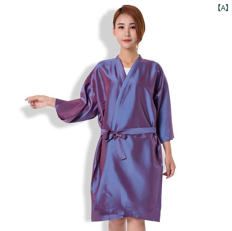 ガウン 美容室 エステサロン スパ リラクゼーション 業務用 お客様用 施術着 和風 ローブ バスローブ ヘアカラー パーマ サウナ 汗蒸し ユニセックス 速乾 ストライプ柄 無地 豊富なカラー展開