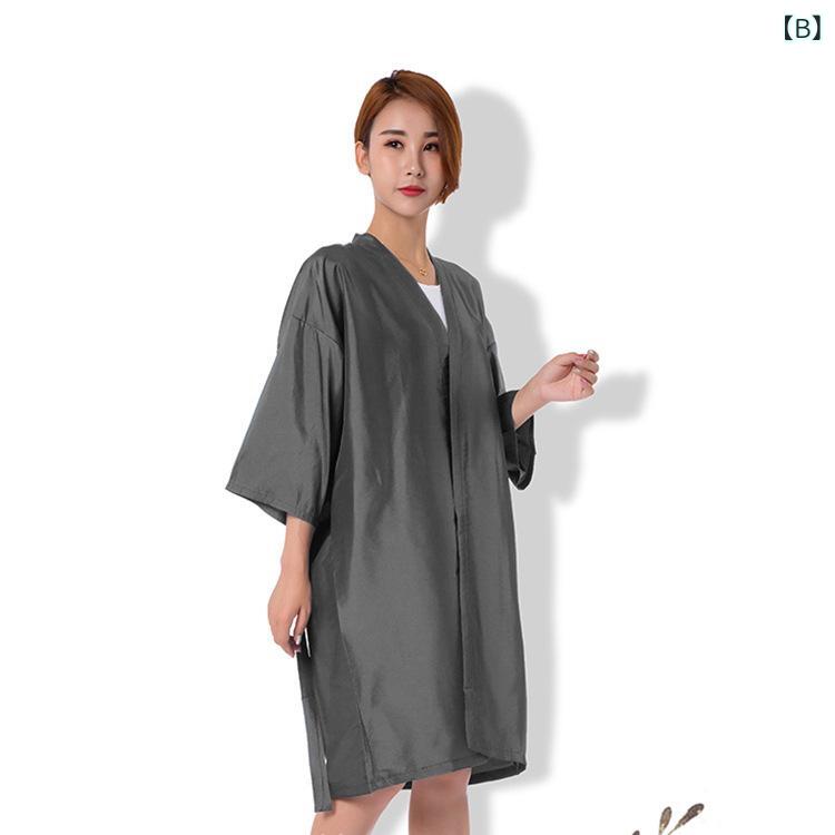 ガウン 美容室 エステサロン スパ リラクゼーション 業務用 お客様用 施術着 和風 ローブ バスローブ ヘアカラー パーマ サウナ 汗蒸し ユニセックス 速乾 ストライプ柄 無地 豊富なカラー展開