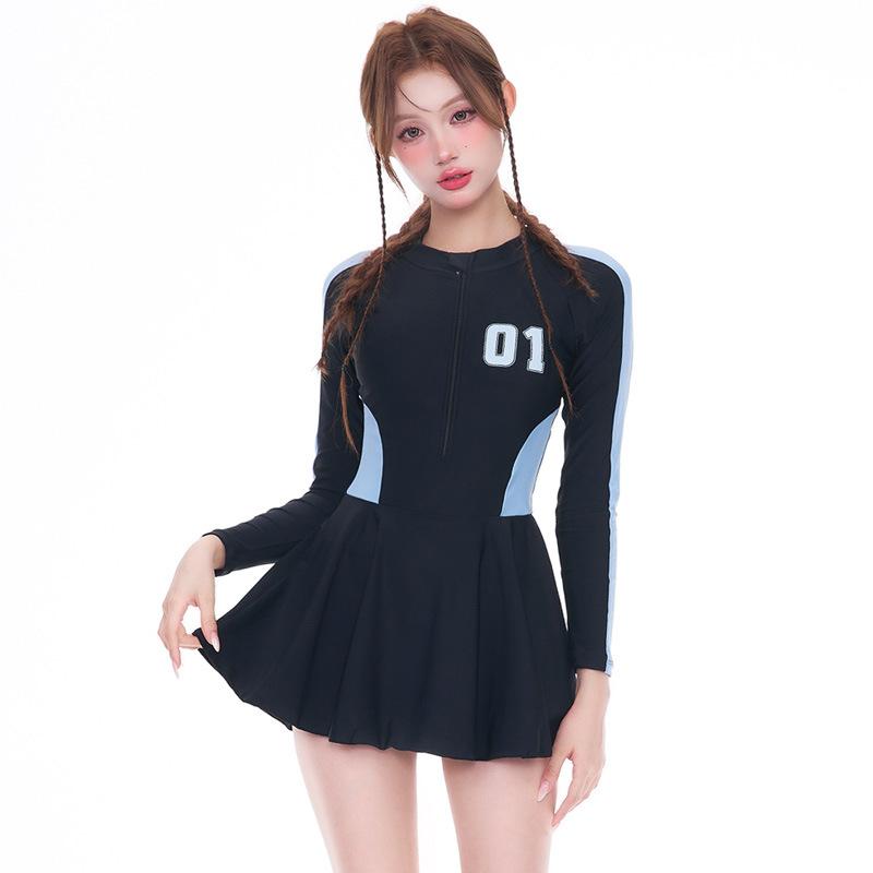 水着 レディース ワンピース スカート式 体型カバー 着痩せ セクシー 韓国風 温泉水着 接触冷感 伸縮性 ブラック
