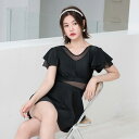 水着 レディース ワンピース 体型カバー ママ 100kg ぽっちゃり セクシー かわいい 温泉 リゾート ブラック L XL XXL XXXL 4XL 5XL...