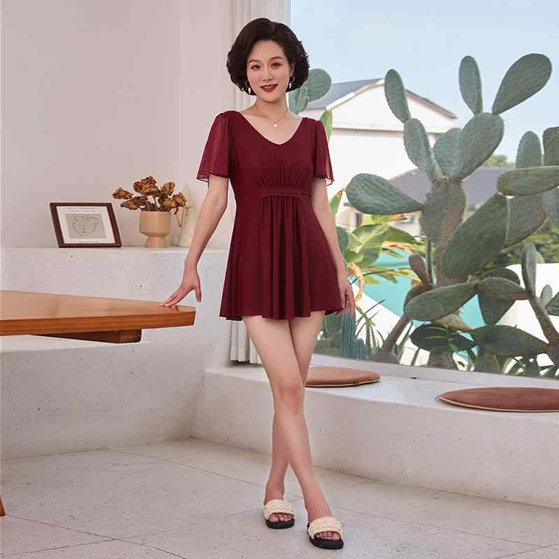 水着 レディース 大きいサイズ 体型カバー ワンピース オールインワン シンプル 無地 露出少なめ ビー..