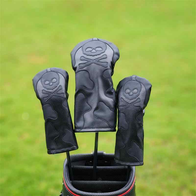 ゴルフ クラブ ヘッドカバー スカル ドクロ柄 個性的 ユニーク かっこいい フェアウェイウッド FW 保護ケース PUレザー 耐久性 ユニバーサルフィット 汎用