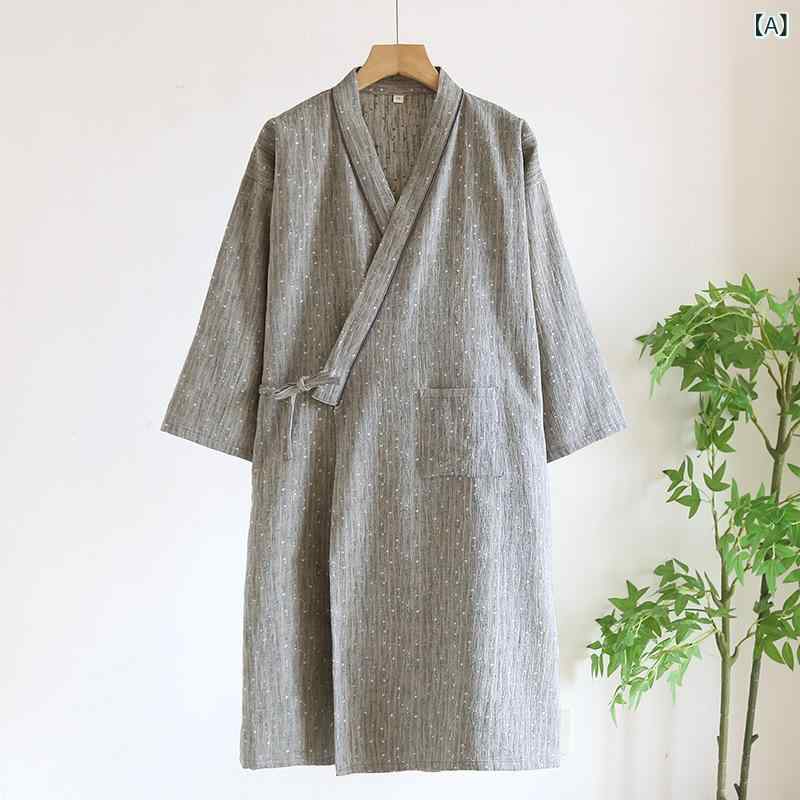 浴衣 メンズ レディース カップル ペア 綿100% ガーゼ 先染め ジャカード織り 薄手 春夏 快適 通気性 バスローブ 寝巻き パジャマ ルームウェア ゆったり 部屋着 お風呂上り Vネック 日系