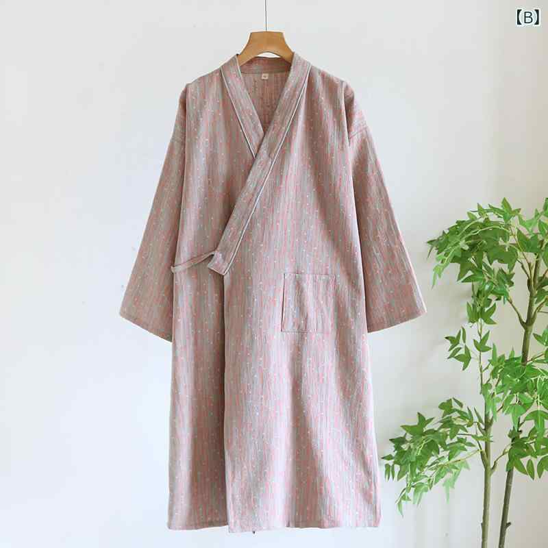 浴衣 メンズ レディース カップル ペア 綿100% ガーゼ 先染め ジャカード織り 薄手 春夏 快適 通気性 バスローブ 寝巻き パジャマ ルームウェア ゆったり 部屋着 お風呂上り Vネック 日系