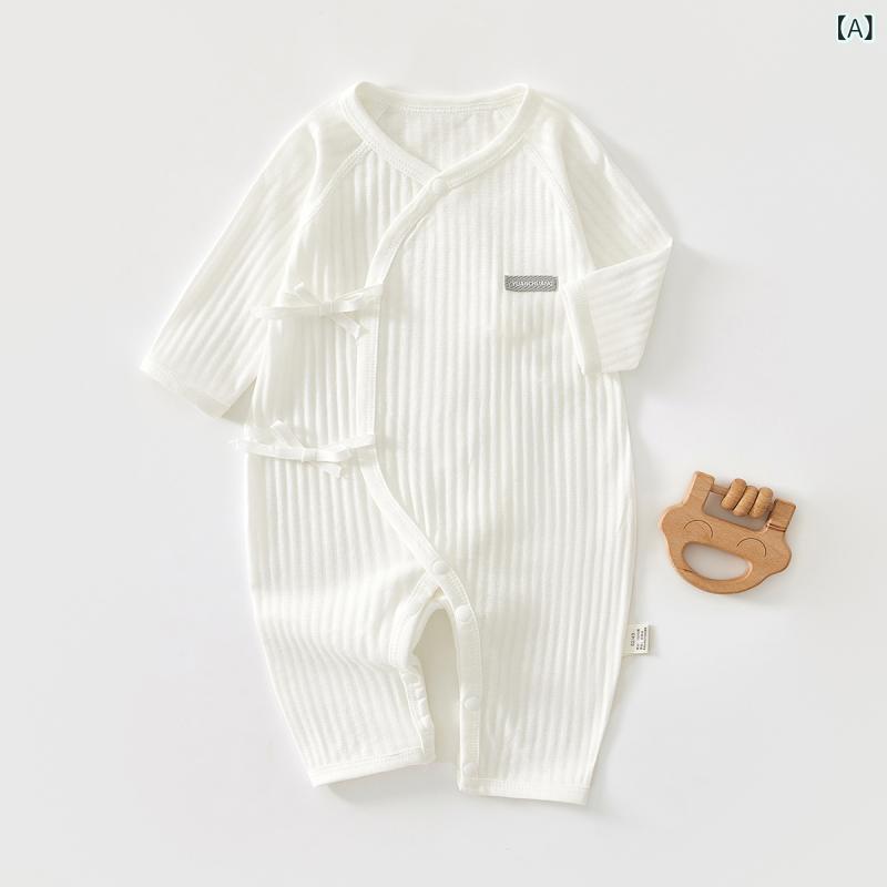 ロンパース ベビー 新生児 赤ちゃん 夏 薄手 綿100% コットン 腹巻付き 打ち合わせ 長袖 甚平風 和風 肌に優しい 縫い目なし フラットシーマ デイリー 出産準備