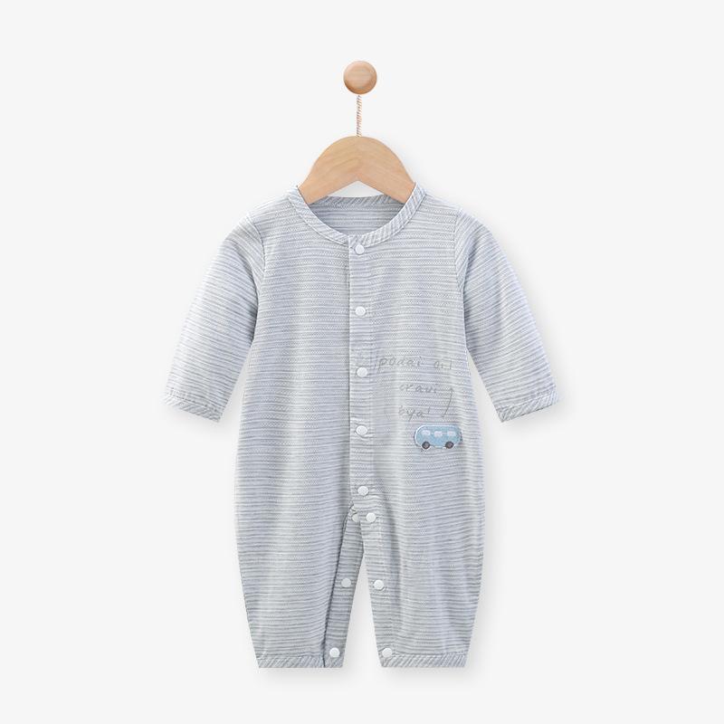 ロンパース ベビー 新生児 幼児 男女兼用 モダール 長袖 薄手 春夏秋 冷房対策 パジャマ 寝巻き 肌着 ソフト 柔らかい カジュアル スナップボタン