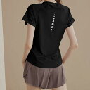 ヨガトップス レディース 吸汗速乾 半袖Tシャツ スポーツウェア フィットネス ランニング 通気性 ポリエステル 竹繊維 スタイルアップ スリムフィット 夏