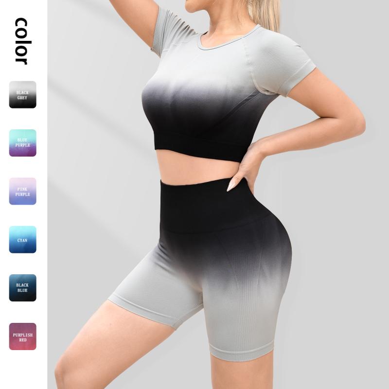 ヨガウェア レディース グラデーションカラー 薄手 速乾 伸縮性 ナイロン スパンデックス素材 ランニン..