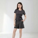 スポーツウェア レディース 女性用 春夏 エアレイヤー 再生繊維 快適 通気性 速乾 ヨガウェア トレーニング セットアップ ハイウエスト 半袖 ショートパンツ