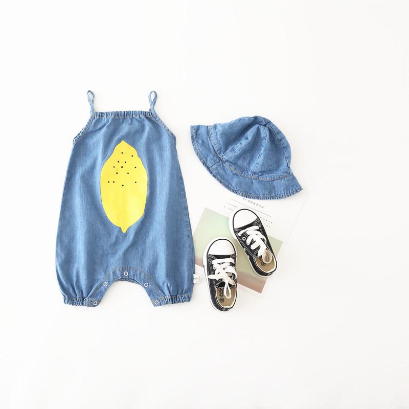 ロンパース ベビー 男女兼用 男の子 女の子 デニム サロペット カバーオール ノースリーブ コットン 薄手 春夏 ブルー 普段使い カジュアル お出かけ