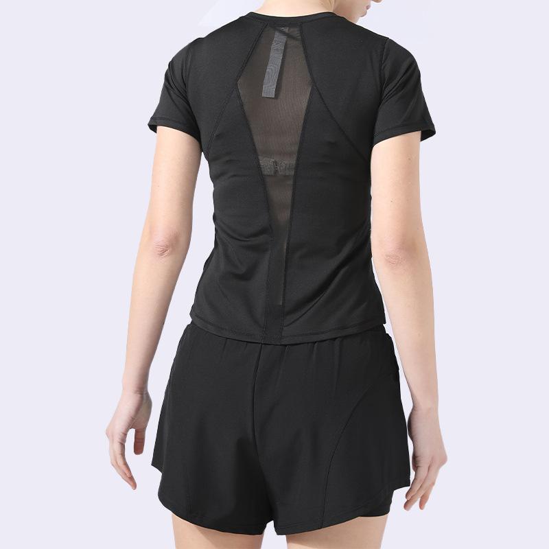 トップス Tシャツ レディース ランニング スポーツ 速乾 薄手 細見え ヨガ トレーニング 半袖 ポリエステル ブラック 春夏