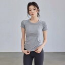 トップス Tシャツ レディース 夏 ヨガ ピラティス ランニング トレーニング ジム スポーツウェア 半袖 クルーネック スリムフィット 着痩せ 速乾 吸汗 通気性 ストレッチ 伸縮性 ナイロン素材