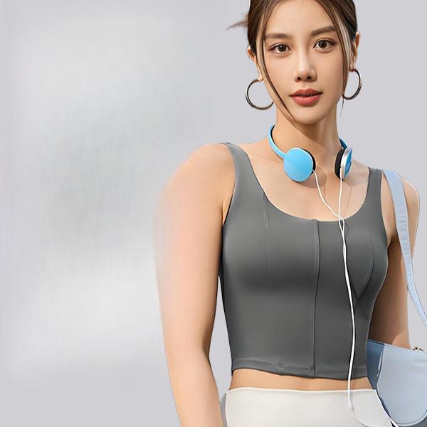 ヨガ スポーツブラ一体型 タンクトップ レディース カップ付き 揺れにくい バックデザイン 吸湿速乾 ス..