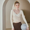 ヨガウェア レディース 春夏 Vネック ギャザー 長袖 モーダル 再生繊維 スポーツ フィットネス ピラティス カバーアップ アウトドア