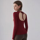 Tシャツ レディース 速乾 長袖 高級感 オープンバック 背中開き アウター ヨガ ピラティス フィットネス スポーツウェア トレーニング 再生繊維 ストレッチ...