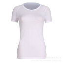 Tシャツ レディース 半袖 クルーネック スリムフィット 速乾 通気性 吸湿速乾 ランニング フィットネス ヨガ トレーニング スポーツ ナイロン ポリエステル...
