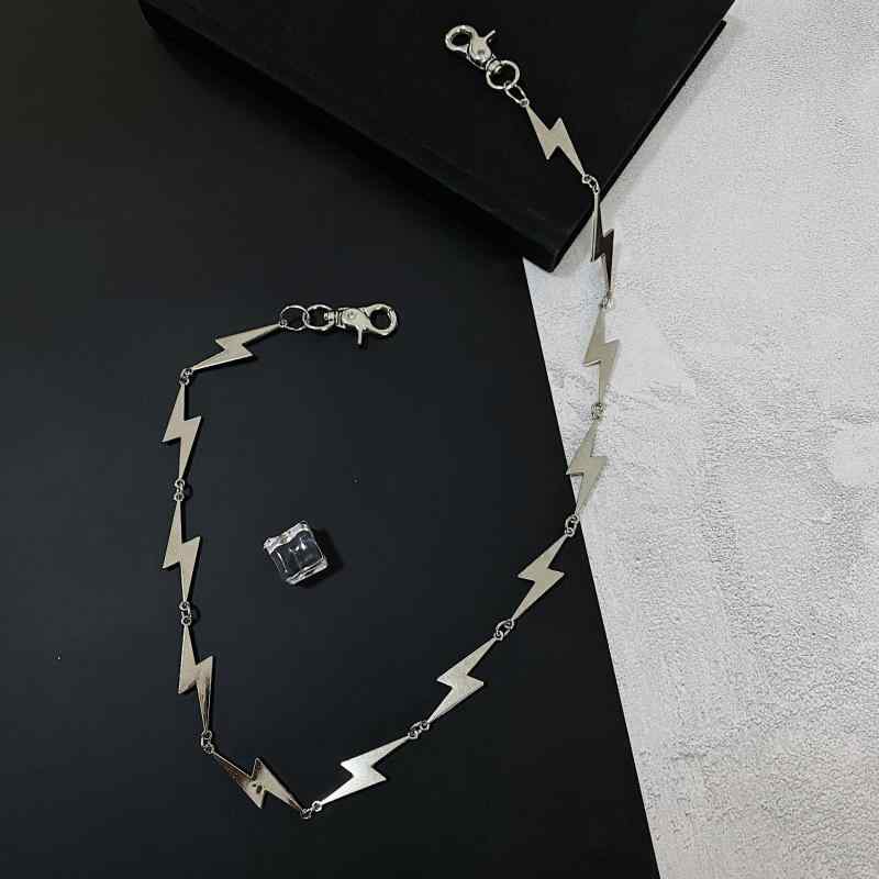 パンツチェーン ウエストチェーン 男女兼用 ユニセックス パンク ヒップホップ ストリート系 欧米風 稲妻 デザイン メタル シルバー カジュアル ファッション小物