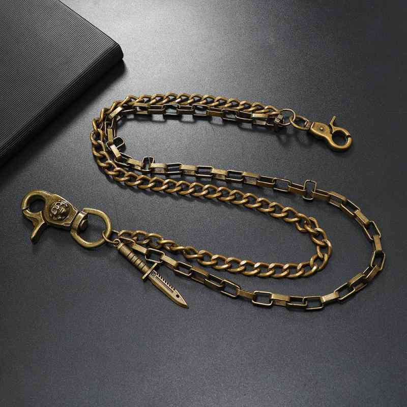 パンツチェーン チェーンベルト 男女兼用 ユニセックス 個性的 デニム用 パンク系 ヒップホップ 二連タイプ ファッション小物 ストリート カジュアル 金属製 アンティークゴールド