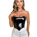 ビスチェ レディース バックレス ハートモチーフ ウエストシェイプ コルセット PUレザー セクシー トップス アウター ファッション ボディメイク スタイルア...