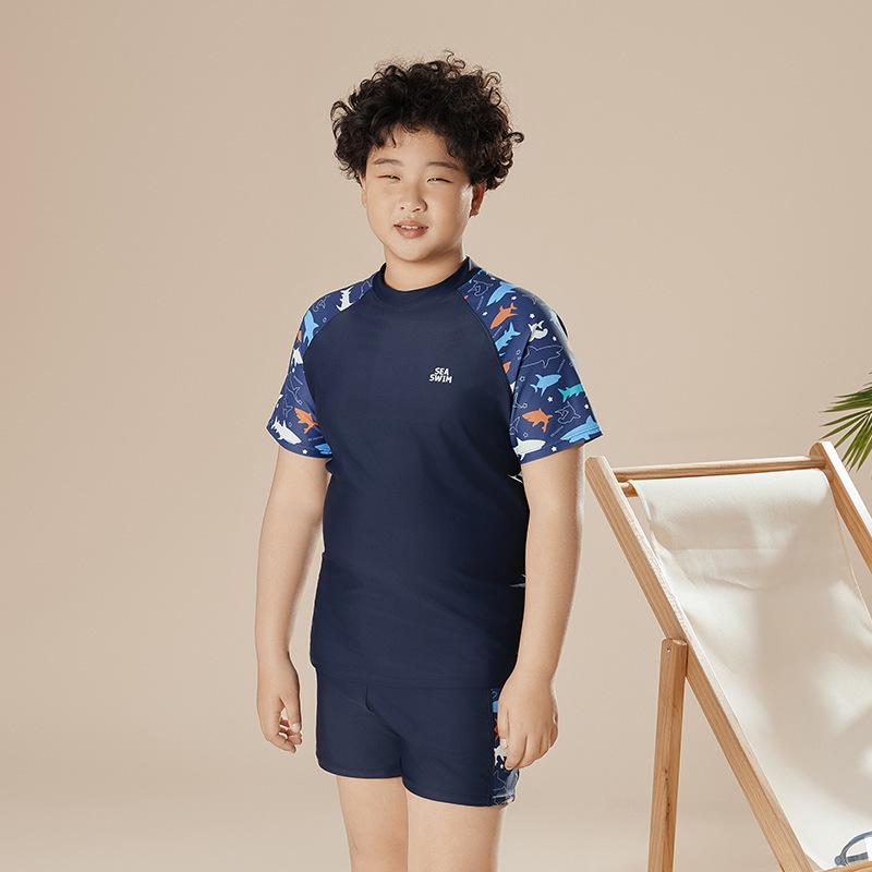 水着 男の子 キッズ ジュニア ティーンズ セパレート 上下セット 大きいサイズ ゆったり ぽっちゃり体型対応 プール 温泉 海水浴 スイミング スイムウェア ナイロン ポリエステル