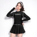 水着 女の子 ジュニア ラッシュガード 長袖 長ズボン 大きいサイズ 体型カバー ダイビング スイミング プール 海 ウォータースポーツ ナイロン素材 高伸縮性 ブラック