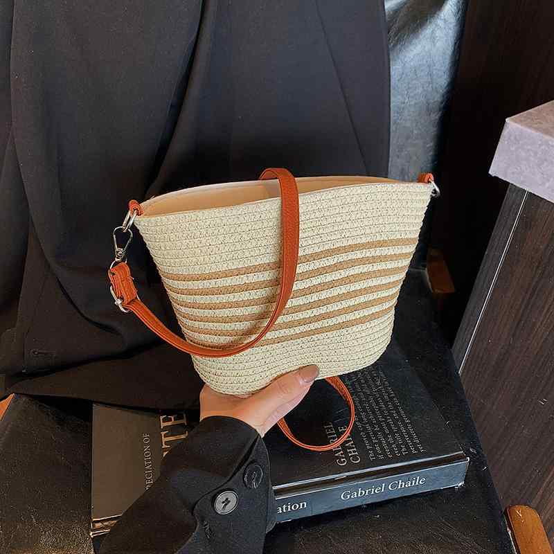 ビーチバッグ レディース 女性用 トート ショルダー 斜め掛け 編み込み バケツ型 大容量 カジュアル 通勤 普段使い デイリーユース おしゃれ 上品 ナイロン 夏 サマー