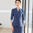 ビジネススーツ レディース 七分袖 スリムフィット セットアップ オフィス ユニフォーム 制服 事務服 通勤 フォーマル エレガント 春夏 ポリエステル 宝飾店...