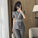 スーツ ジャケット レディース 女性用 半袖 春夏 薄手 軽量 スリムフィット シワになりにくい ストレッチ ポリエステル オフィスウェア 事務服 制服 ユニフォーム 受付 医療事務 美容系 接客 ビジネス 通勤 フォーマル(4)