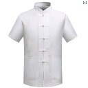 トップス Tシャツ メンズ シニア 半袖 綿麻 唐装 中国風 太極拳服 スポーツ カジュアル 普段使い リラックスウェア 涼しい 通気性 ポケット付き 夏物