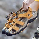 サンダル メンズ 男性用 牛革 アウトドア スポーツ カジュアル ウォーターサンダル ビーチ つま先保護 通気性 防水 滑り止め 春夏