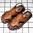 サンダル メンズ 大きいサイズ カジュアル つま先保護 手作り 合成皮革 通気性 滑り止め 水陸両用 アウトドア ビーチ スリッパ 2WAY 春夏 ブラウン カ...