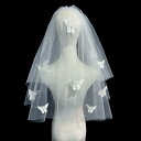 ウェディングベール 花嫁 結婚式 挙式 披露宴 蝶々 バタフライ 森ガール風 ナチュラル 華やか レース 二層式 前撮り フォトウェディング 撮影小物 ブライダ...