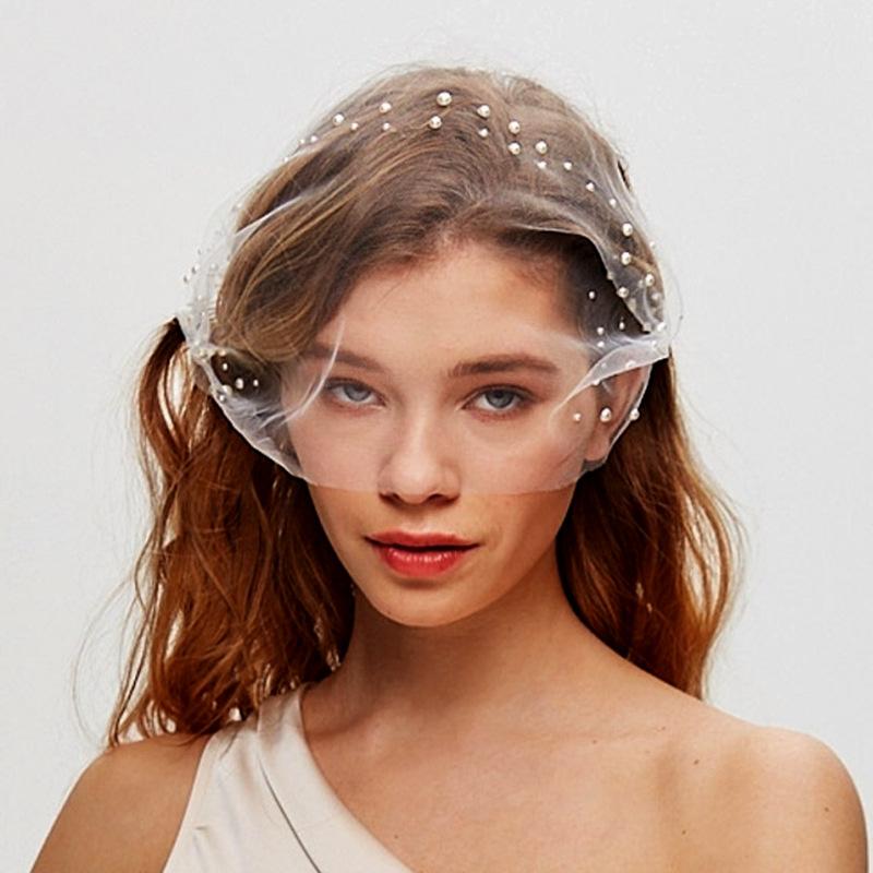 ヘッドドレス レディース ウェディング 花嫁 パール ショート ベール U字型 レース レトロ 結婚式 挙式 披露宴 ブライダル アクセサリー ホワイト アイボ...