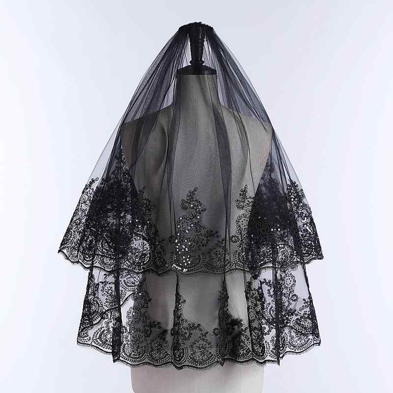 ヘッドドレス レディース ブラック ゴシック レトロ レース 幅広フリル ベール ブライダル ウェディング 結婚式 ハロウィン 撮影 プロップス