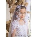 ベール キッズ 女の子 フラワーガール かわいい 結婚式 発表会 田園風 欧米風 ボヘミアン エルボー丈 ショート丈 刺繍 レース コーム付き ホワイト アイボリー